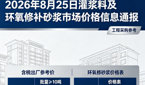 花都2026年8月25日灌浆料及环氧修补砂浆市场价格信息通报